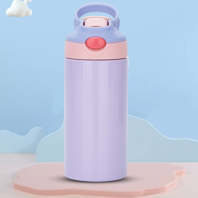 Flip Top Kids Sublimation Water Bottle Stainless Steel Kids Sippy Cup  Double-Wall Insulated Water Cup for Milk/Soda/Juice/Drinks